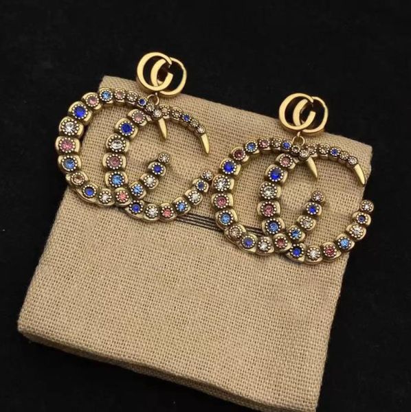 

fashion color diamond letter earrings aretes orecchini for women party wedding lovers gift jewelry engagement nrj, Golden;silver