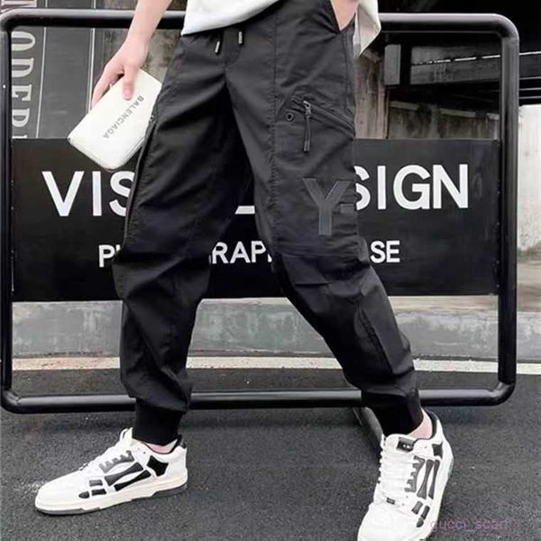

men cargo pants overalls y3 black sports casual slim trousers nylon with pockets