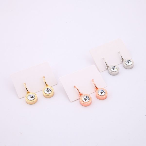 

round crystal charm earrings big diamond hook earring with cards, Golden