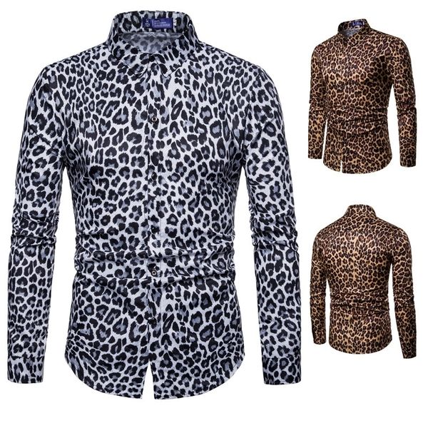 

mens casual shirts mens leopard print shirt fashion nightclub party prom men shirt slim long sleeve hawaiian shirts 230202, White;black