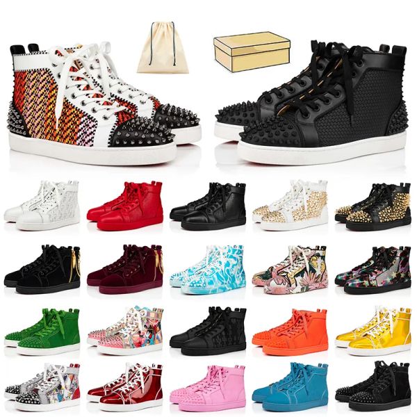 

with box designer christians shoes luxury ss shoes for men women big size us 13 flat casual designer shoe genuine leather bottom lo ng, Black