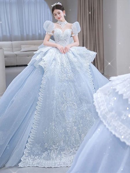 

2023 luxury beaded embroidery ball gowns wedding dresses princess gown corset sweetheart organza ruffles cathedral train bridal dress plus s, White