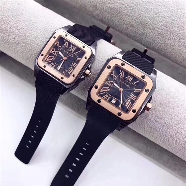 

2020 mens woman watches brand luxury business quartz watch stainless steel rubber strap clock men waterproof wristwatch reloje179k, Slivery;brown