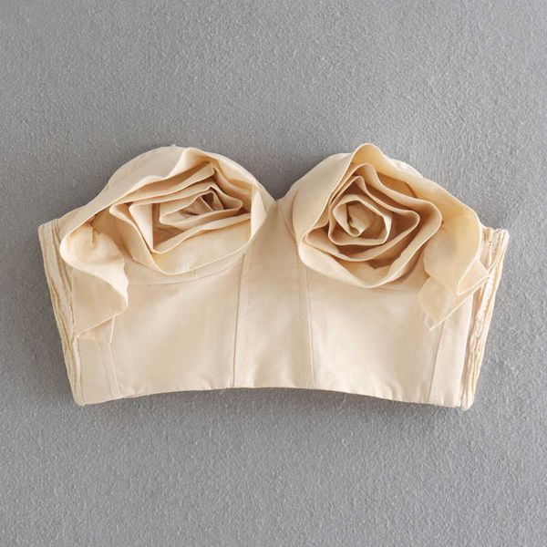 

women's tanks camis women fashion crop with raised flowers detail chic lady tube summer strapless female y2k clothing beach party y2302, White