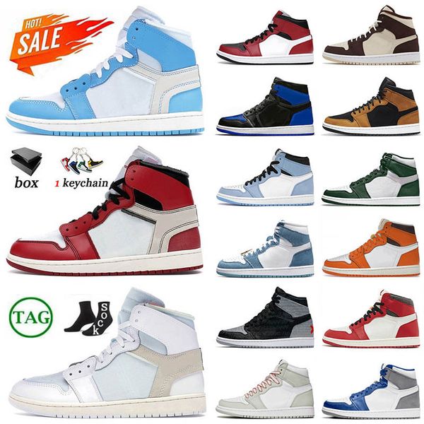 

2023 jumpman 1 basketball shoes men 1s lost found true university blue hyper royal panda dark mocha bred shadow unc smoke grey women sports