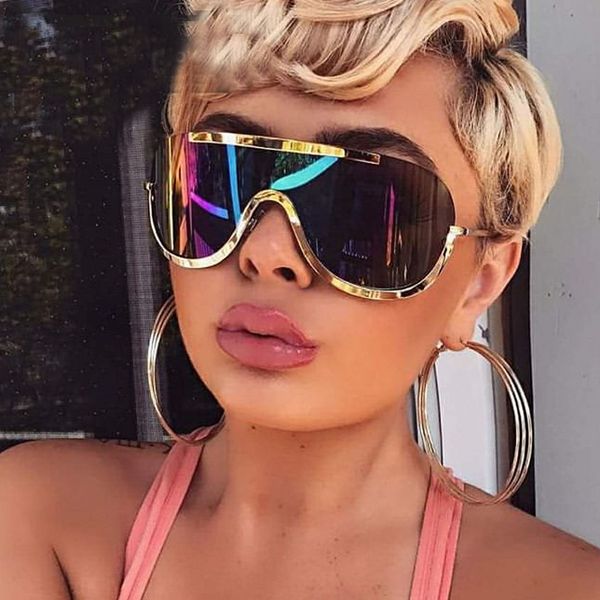 

sunglasses vintage big square women goggles mens oversize sun glasses female fashion famous brand siamese lens eyewear uv400 230202, White;black