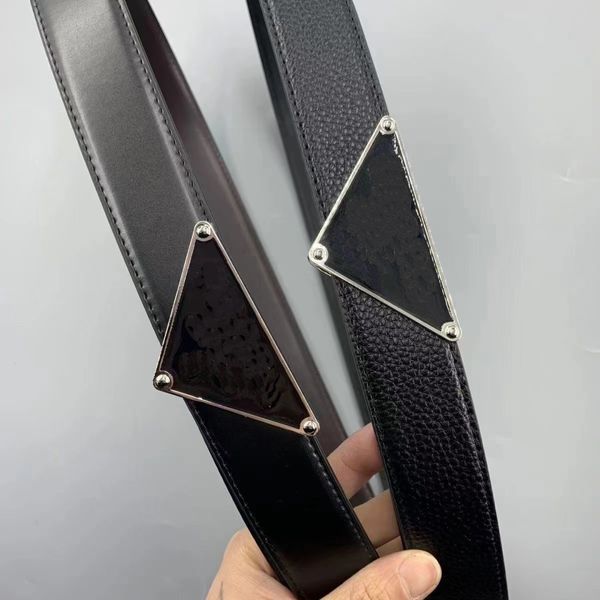 

belts classic men's belt female designer triangle metal buckle leather width 3.6cm casual fashion, Black;brown