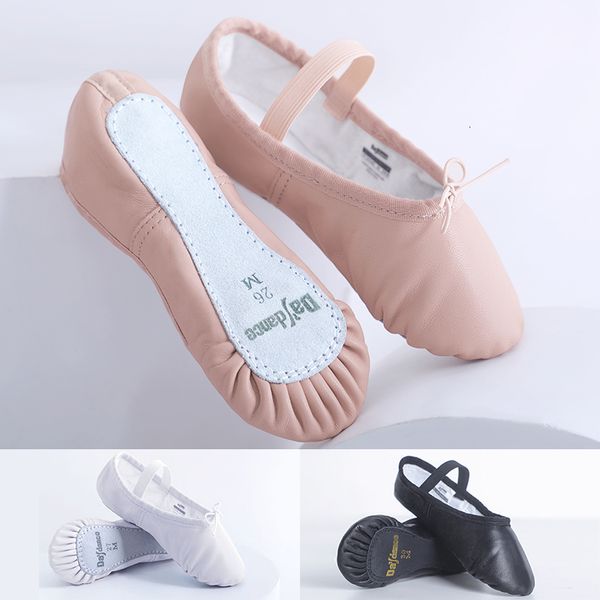 

safety shoes genuine leather ballet dancing slippers gymnastics dance for woman girls soft sheepskin lace up 230202, Black;brown