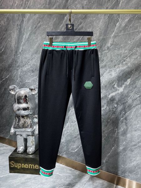 

corduroy pants spring pants elastics luxury designer mens and womens trackpants pinched feet small icon navy waist pants, Black