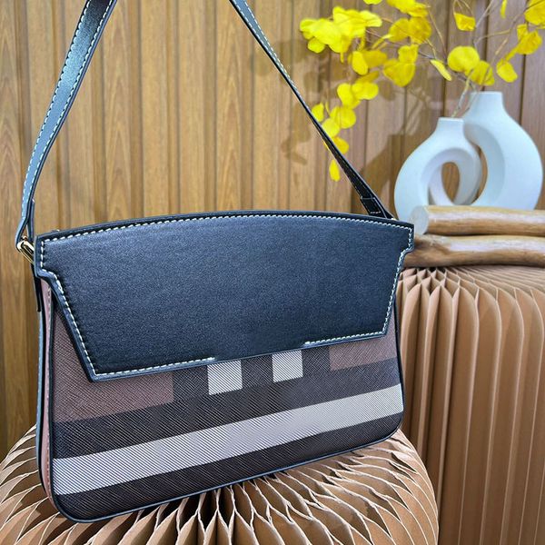 

check postman bag quilted leather shoulder handbags women crossbody bags genuine leather flip wallet clutch handbag purse fashion letter