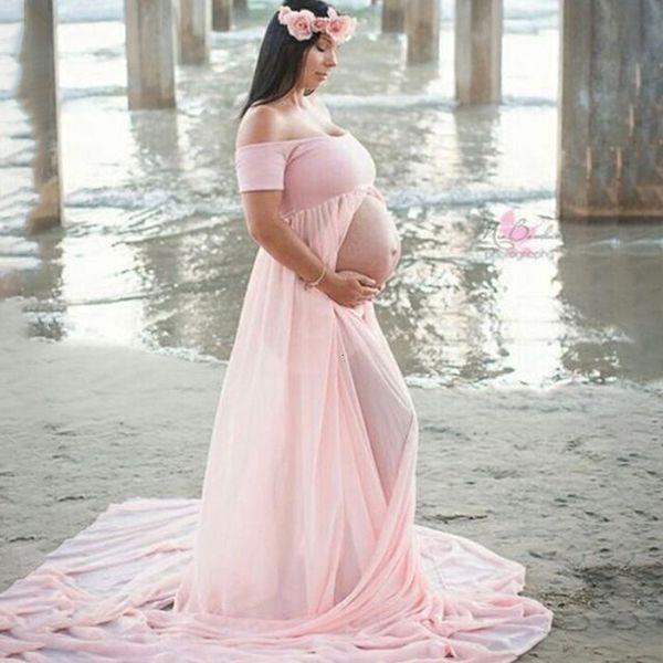 

maternity dresses slitfront pregnant for pregnancy clothes maxi gown women po shoot pography props clothing 230201, White