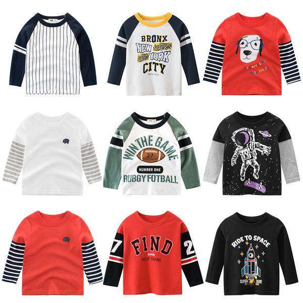 

t-shirts children t shirts long-sleeve autumn baby boys kids girls cotton cartoon clothing clothes spring print letter 230202, Blue