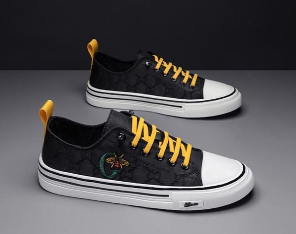 

2023 new embroidery white shoes men fashion breathable wild sports dress flat shoes couple sneakers size:39-44, Black