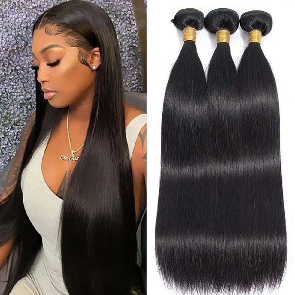 

mink brazillian 3 human hair weave bundles straight body loose deep wave kinky curly unprocessed virign brazilian peruvian indian, Black