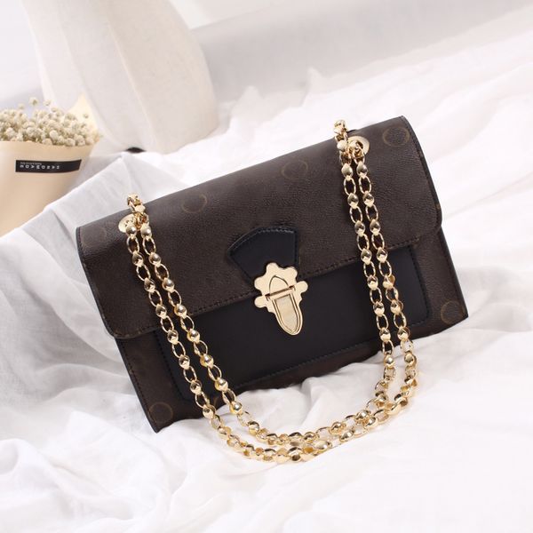 

7a designer bags women trunk flap purse gold chain full print presbyopia genuine leather handbags