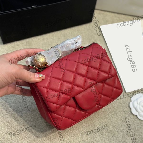 

ladies classic mini flap crush pearl ball square bags gold metal hardware matelasse chain crossbody shoulder purse cosmetic case outdoor han