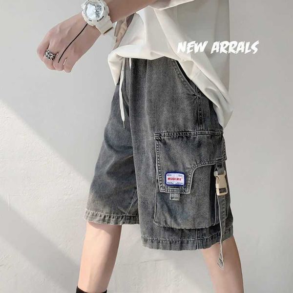 

men's shorts denim casual shorts 2022ss tooling style wear all-match trend jeans summer women half pants cargo streetwear y2302, White;black