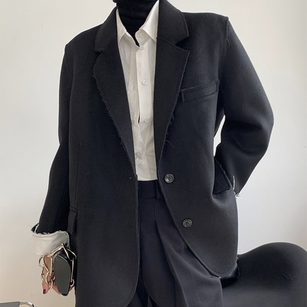 

womens suits blazers winter womens casual solid color singlebreasted pocket decorative jacket 230202, White;black