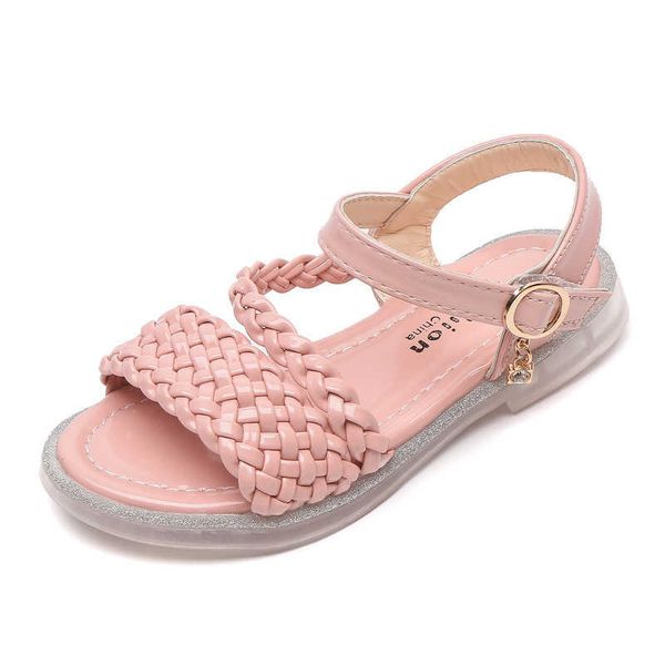 

cozulma kids girls hook loop classic weave beach sandals for child non-slip summer shoes size 26-36 0202, Black;red