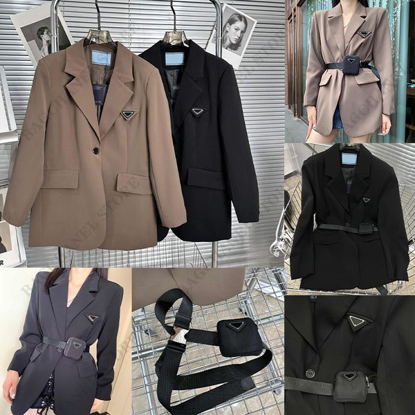 

luxury women's suits coat blazers waist bag designer jacket fashion classic inverted lady slim temperament coat color black khaki women, White;black