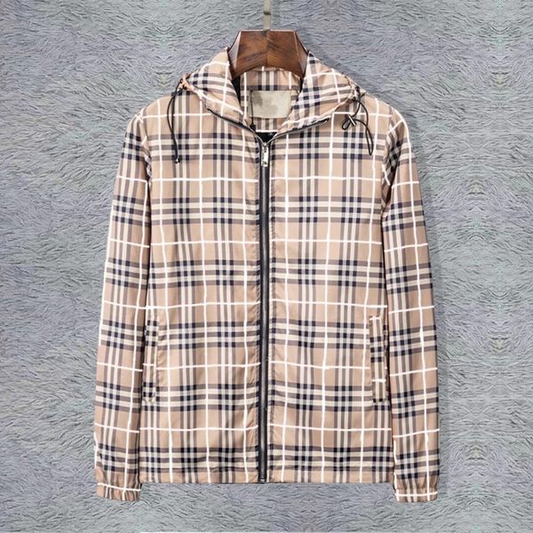 

mens jacket designer classic checkered wrinkle resistant coat spring autumn coats zipper outerwear clothes, Black;brown