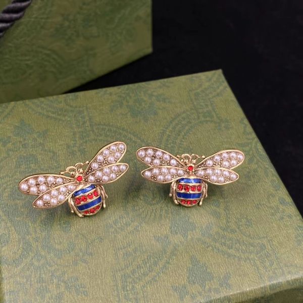 

super cute chubby bee stud earrings. 18k gold-plated with pearls, i fell in love with it at first sight. fashion brand luxury earring design, Golden;silver