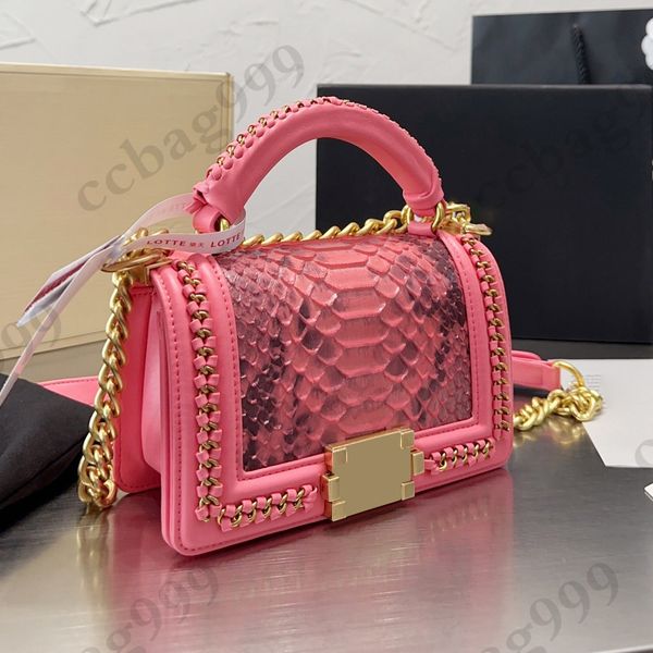 

designer mini serpentine boy totes bags handle genuine leather gold hardware aged chain leather shoulder strap women luxury handbags crossbo