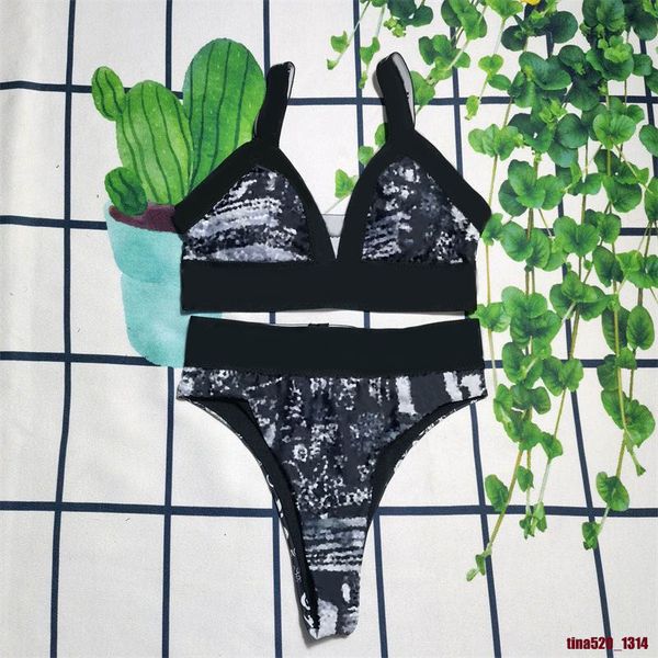 

womens swimwear women's intimates bikinis swimsuits breathable letter printing lightweight contrast color 2 piece set summer beach, White