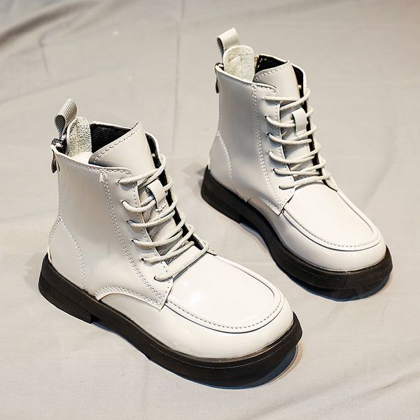 

sneakers spring autumn leather children's boots warm girls' high shoes ankle waterproof anti slip fashion zipper 230202, Black;red