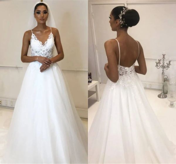 

2023 gorgeous boho wedding dresses bridal gown tulle lace applique ruched pleats sweep train a line beach country custom made plus size vest, White