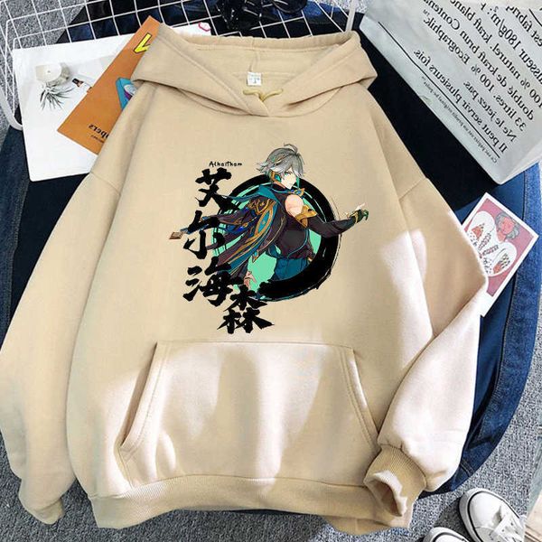 

women's hoodies sweatshirts genshin impact alhaitham hoodie women kawaii cartoon graphic streetwear harajuku hooded anime clothes y2302, Black