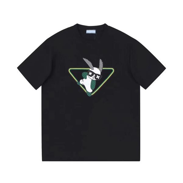 

spring and summer new t-shirt p family classic triangle logo animal print men and women fashionable and comfortable, White;black