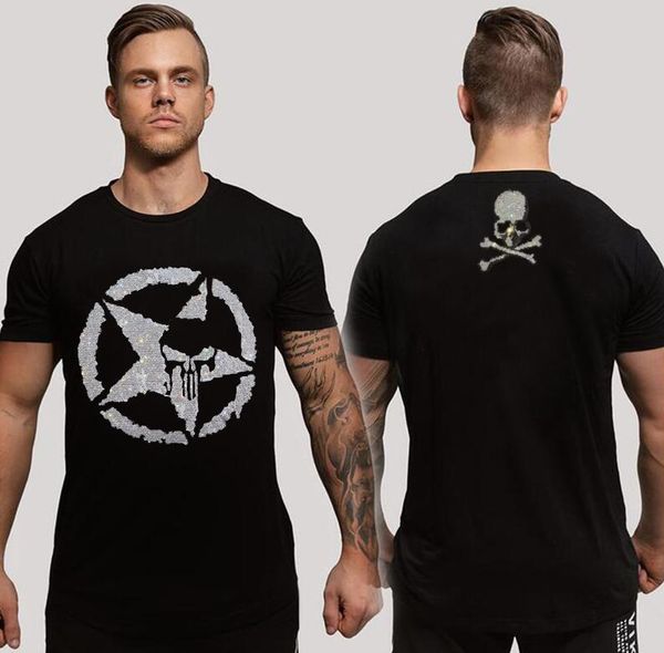 

mens handsome designer rhinestone t shirt men summer clothing for holiday asian size, White;black