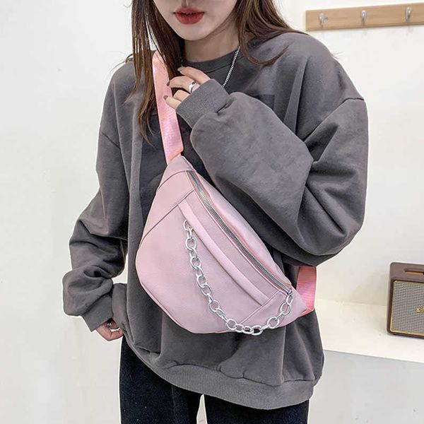 

chain female belt bag leather waist s fashion lady handbags and purse luxury ladies crossbody chest hip pack 230202