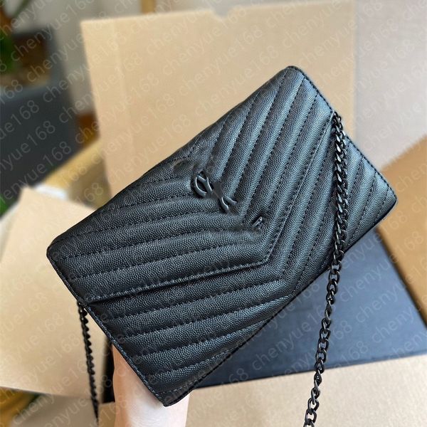

black chain bag purse and handbags shoulder bags designer woman 23cm ysl bag classic flap caviar bags fashion lady crossbody designer bags l