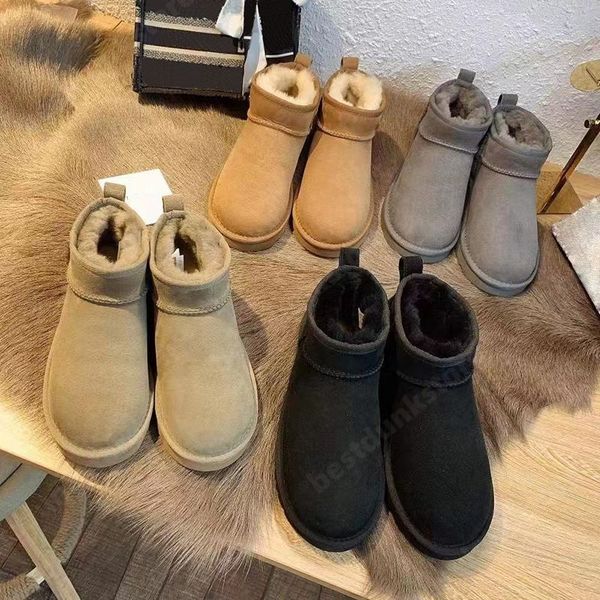 

women uggit australia boots tazz tasman designer classic ultra uggit mini platform slippers fashion luxury ladies warm fur sheepskin wool su, Black