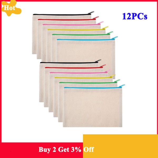 

cosmetic bags cases 12pcs multipurpose cosmetic bag makeup pouches with zipper canvas bag pencil pouch travel toiletry bag for diy design 23