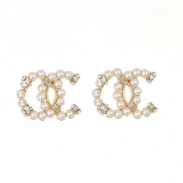 

luxury women clover earrings pearl stud earings designer accessories diamond earings crystal rhinestone 18k gold plated letters jewlery for, Golden;silver