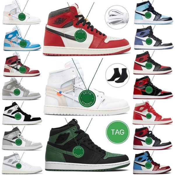 

off unc air jumpman 1s basketball shoes mocha pine green electro orange chicago lost found homage starfish university blue black toe bred pa
