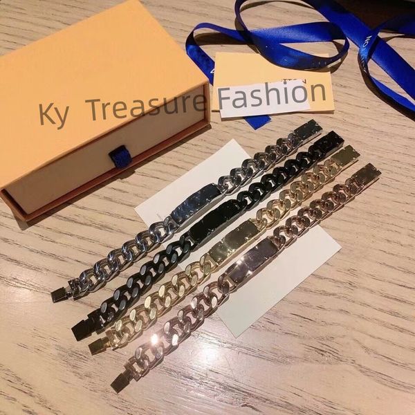 

cuban link thick chain graduated vintage luxury necklaces women's all-match vogue fashion bracelets designer, Black