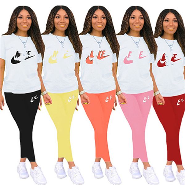 

jogger suits designer brand women tracksuits summer outfits plus size 2x short sleeve white t-shirt and pants two piece sets casual print sp, Gray
