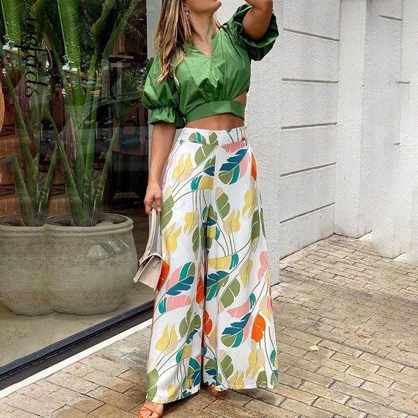 

womens two piece pants wefads women twopiece suit short sleeved hollow out shirt elegant printed high streetwear femal 230202, White