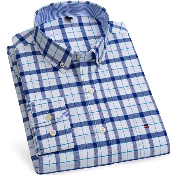

men's casual shirts 100 pure cotton oxford for long sleeve plaid striped male businesstartan red designer 230202, White;black