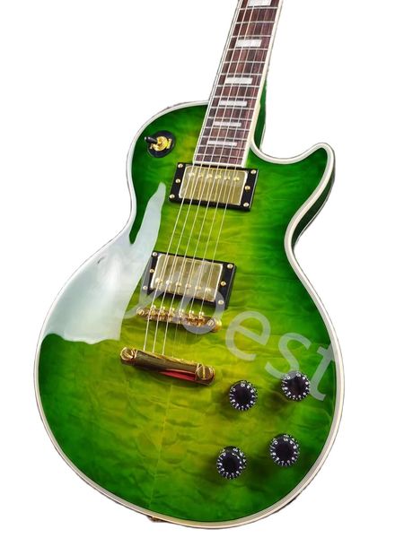 

lvycustomized electric guitar lp green big flower mahogany body quick package