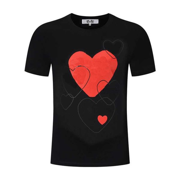 

designer luxury play classic fashion trend versatile loose and comfortable chaopai hongxin short sleeve t-shirt men and women lovers, Black;brown