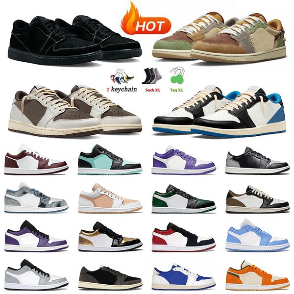 

1s black phantom basketball shoes jumpman 1 low reverse mocha cactus jack fragment voodoo tropical twist paint splatter unc smoke grey sneak, White;red