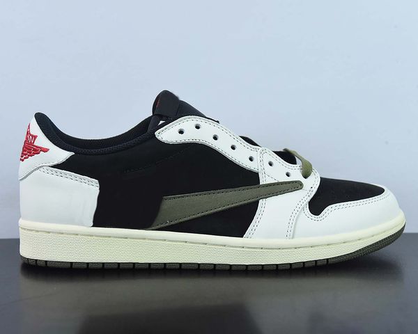 

ts x jumpman 1 low og wmns "olive" basketball shoes 1s sail/university red-black-medium olive outdoor sneakers with original box