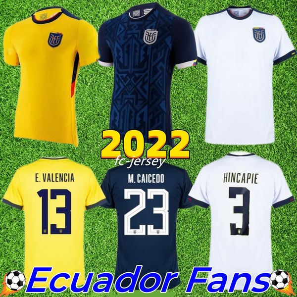 

ecuador fans tees 2022 world cup soccer jerseys pervis estupinan home away third 22/23 j. cifuentes gonzalo plata michael estrada football s, Black;yellow