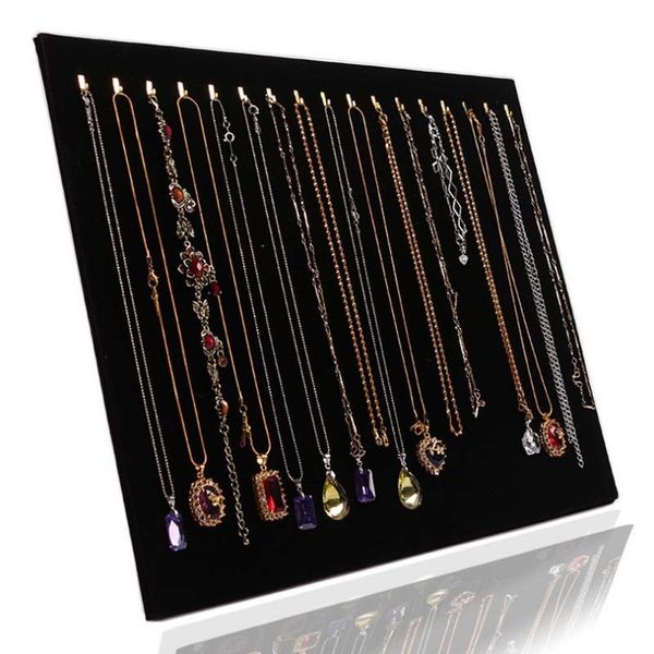 

jewelry stand blackgrayyellow linenpink 17 hooks organizer display necklace dangling pendant chain rack 230202, Black