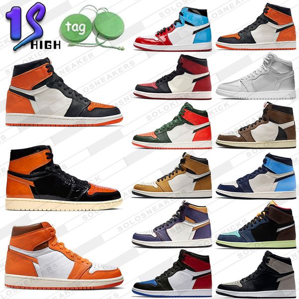 

1 1s new og high basketball shoes pine green black court purple royal bred toe obsidian unc dark mocha university blue smoke grey rust pink